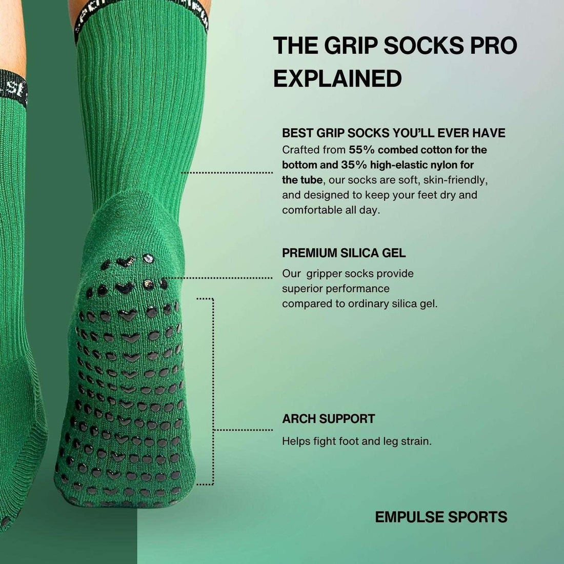 Grip Socks Pro Emerald Green - Empulse Sports