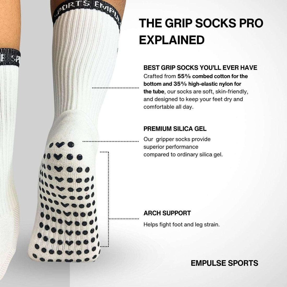 Grip Socks Pro White Peak - Empulse Sports