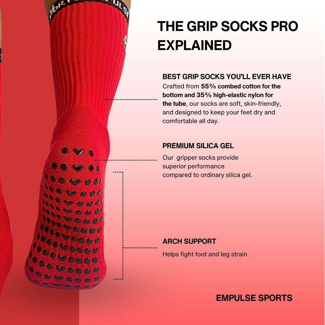 Grip Socks Pro Blazing Red - Empulse Sports