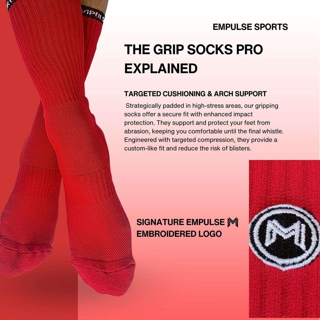 Grip Socks Pro Blazing Red - Empulse Sports