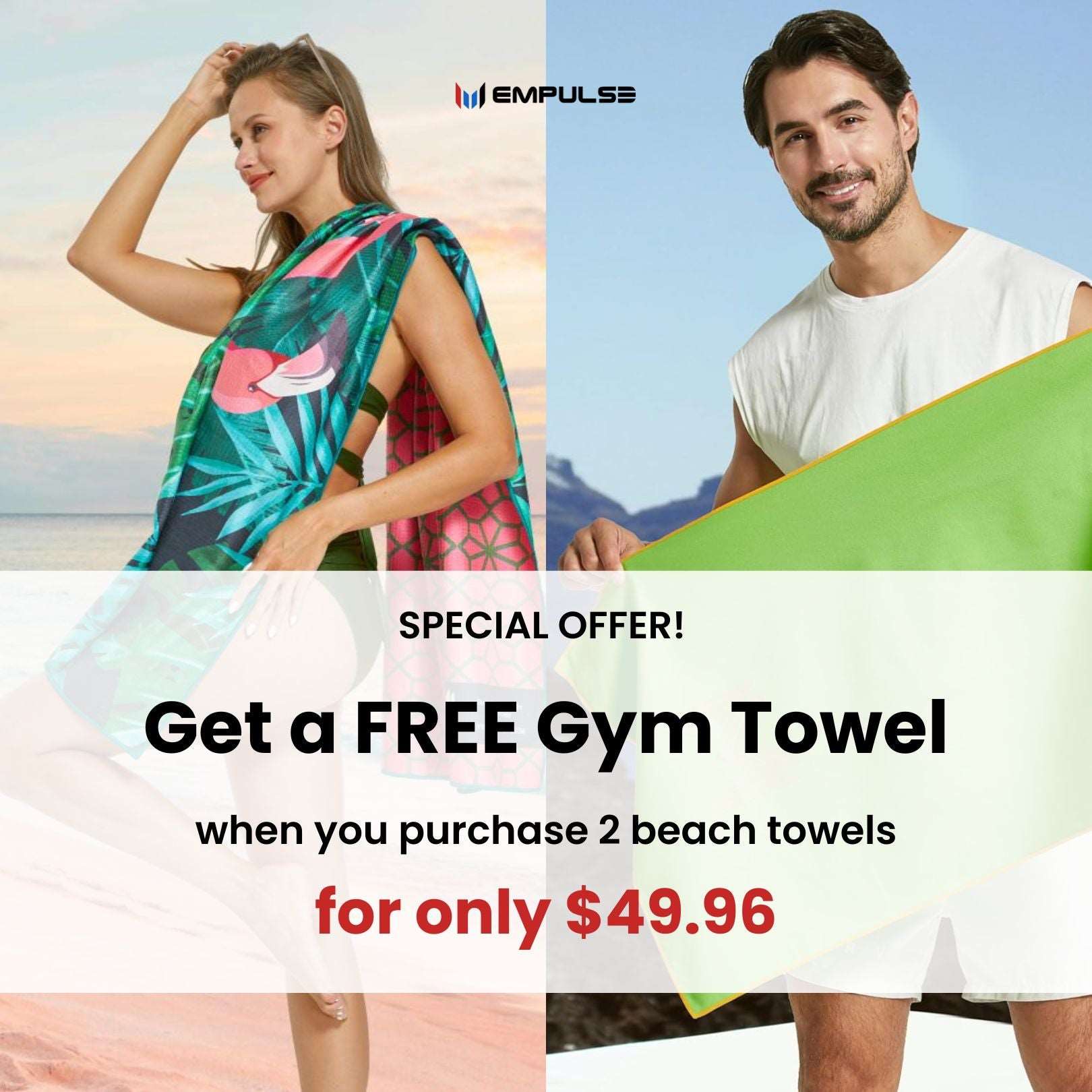 🔥 Buy 2 Beach Towels, Get a FREE Gym Towel!