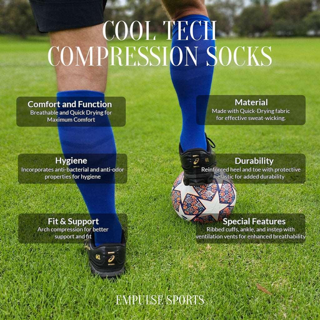 Cooltech Kids' Compression Soccer Socks Blue 3-6Y US - Empulse Sports