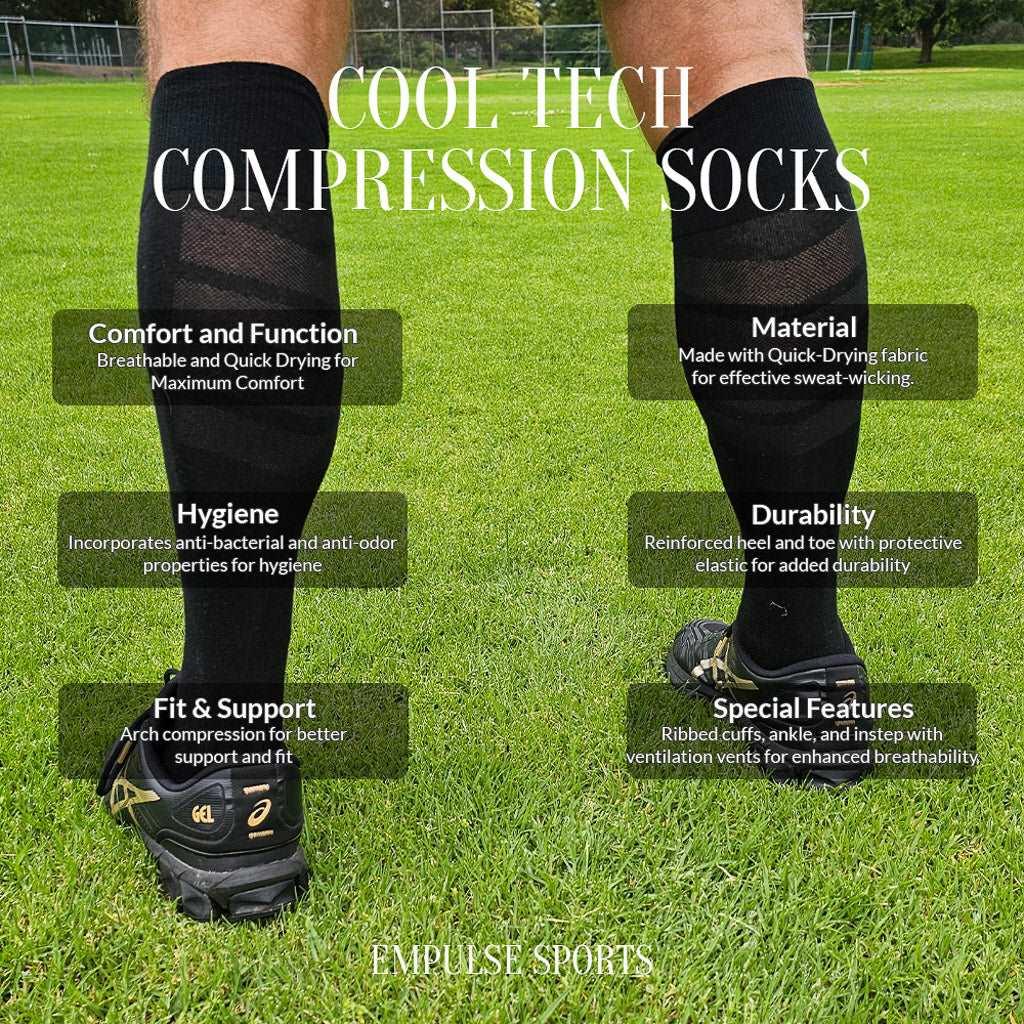 Cooltech Kids' Compression Soccer Socks Black 3-6Y US - Empulse Sports