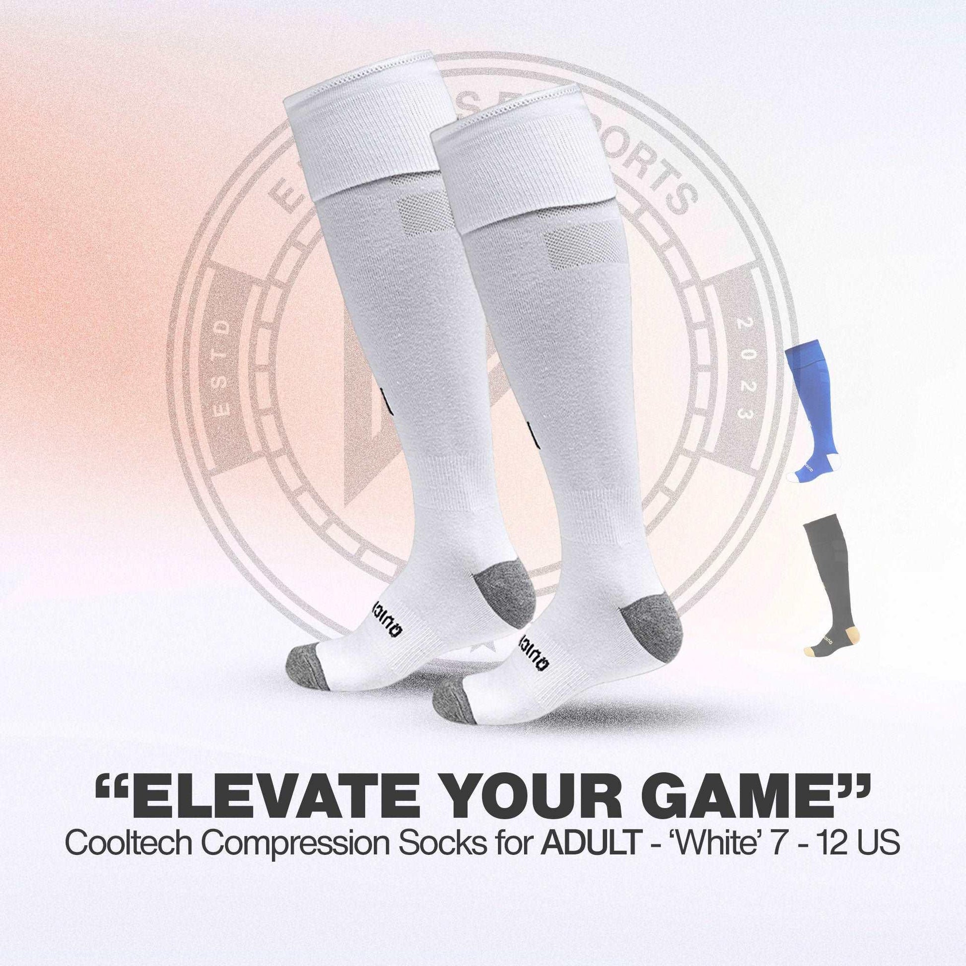 Cooltech Compression Soccer Socks White 7-12 US - Empulse Sports