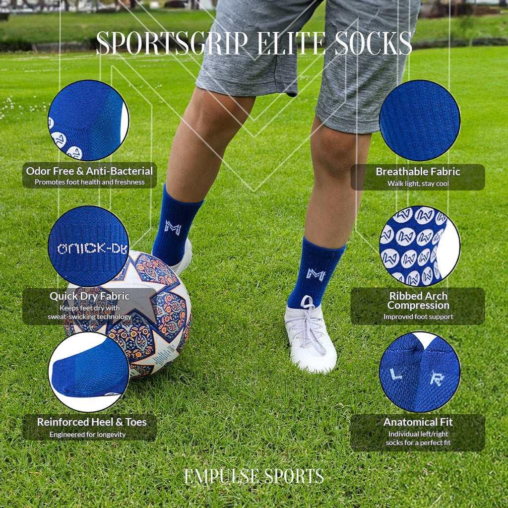 Kids Grip Socks Elite US 3-6Y Blue - Empulse Sports