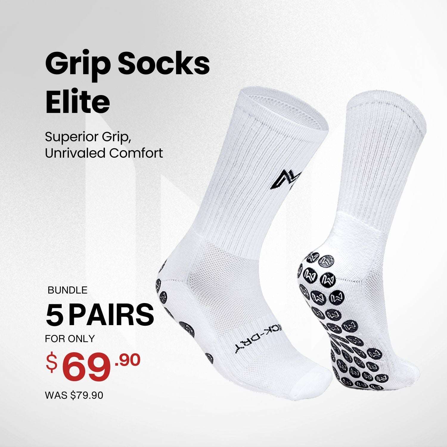 Grip Socks Elite 7-12 US Pack of 5