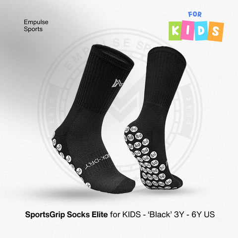 Kids Grip Socks Elite US 3-6Y Black