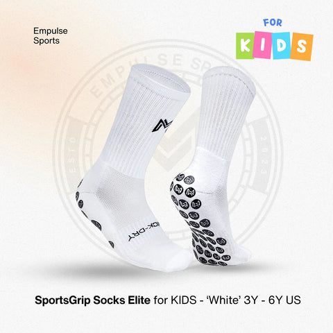 Kids Grip Socks Elite US 3-6Y White