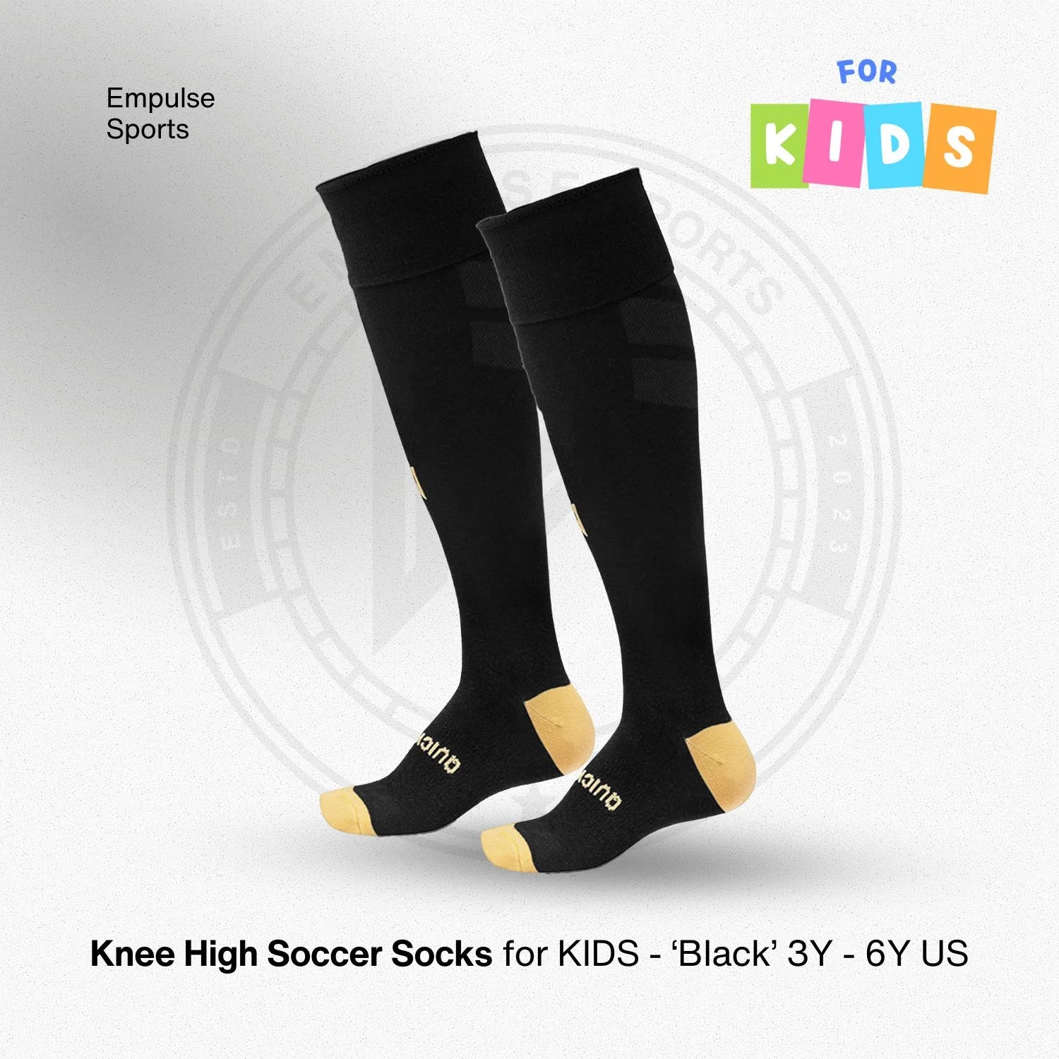 Cooltech Kids' Compression Soccer Socks Black 3-6Y US