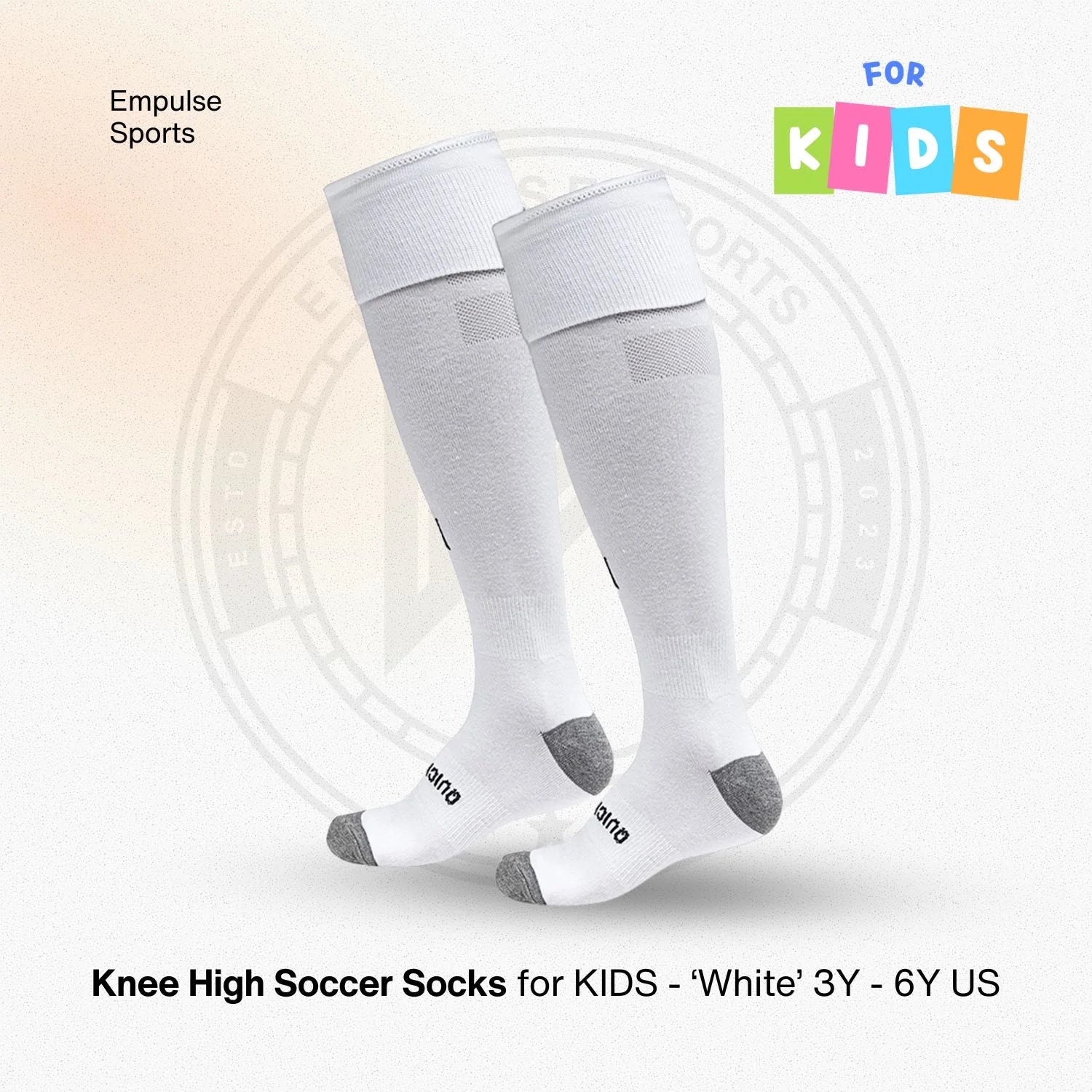 Kids Compression Socks White 3-6Y US